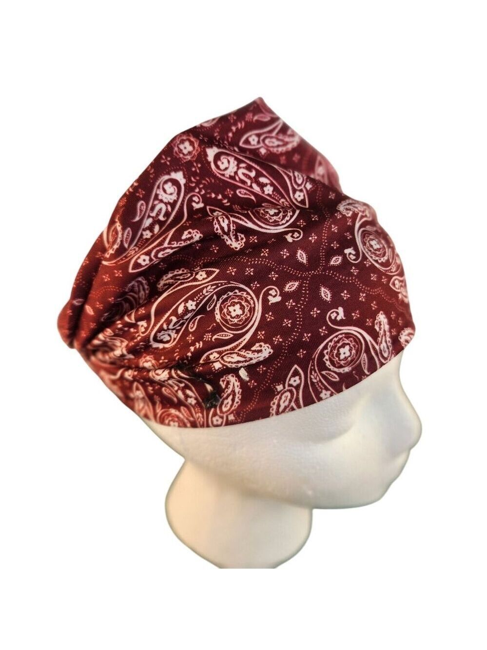 Burgundy Paisley Knit Headwrap Headband Unisex